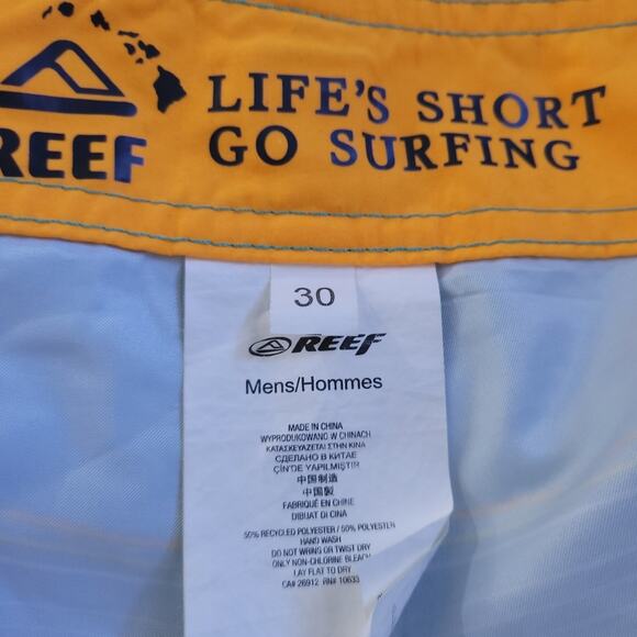 Reef Board Shorts Men Swim Size 30, Aqua, Striped, Surfing Swimsuit Bathing Suit - Picture 4 of 4